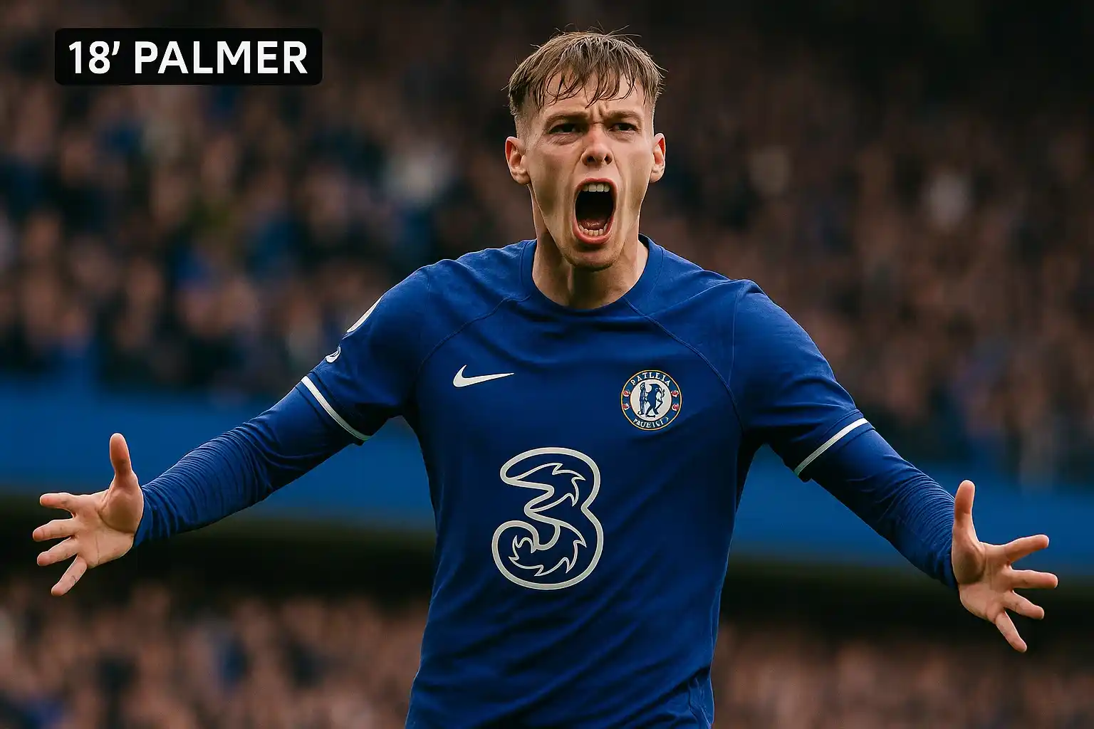 Cole Palmer: Đá thải Man City, vương miện của Chelsea 1 Pha ăn mừng đậm chất thủ lĩnh của Cole Palmer tại phút thứ 18.