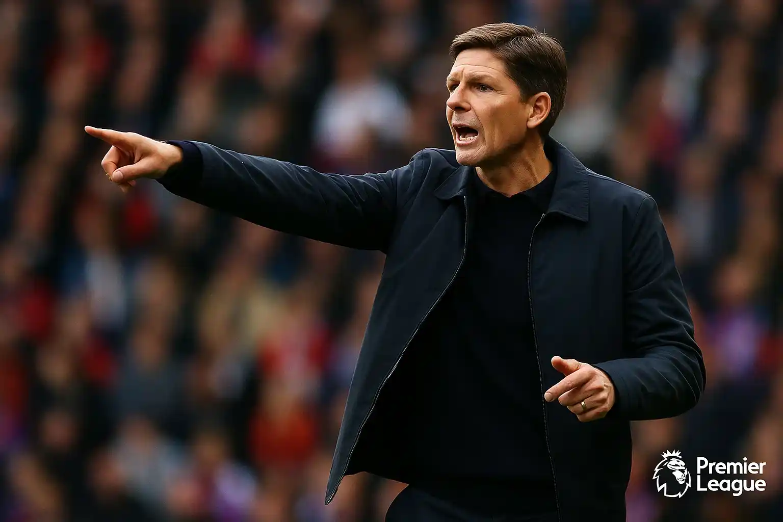 Oliver Glasner biến Crystal Palace thành đại bàng tung cánh 3 Oliver Glasner chỉ đạo chiến thuật trong trận đấu Premier League